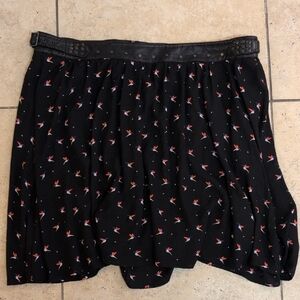 Black Patterned Women's Skirt
